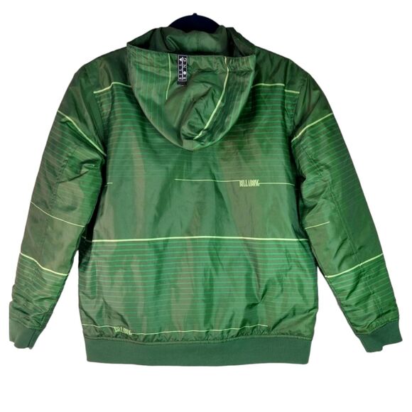 Billabong Youth Large Hooded Insulated Green Puffer Jacket Full Zip - Picture 7 of 10